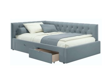 Мягкая кровать-тахта Afelia 1200 серая с ящиками