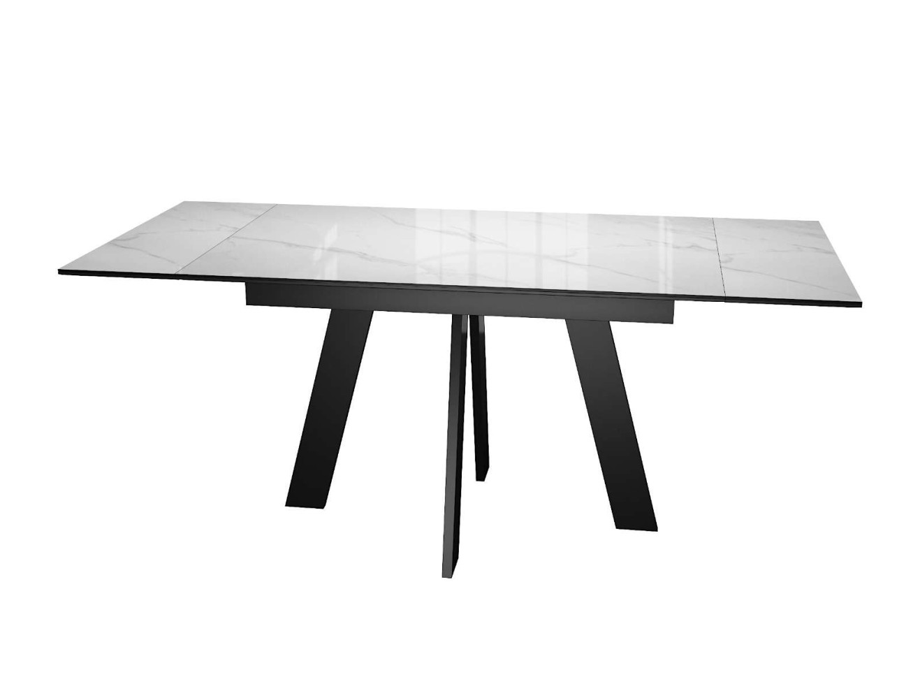 Стол DikLine SKM120 Керамика Carrara Gloss (мрамор глянец белый)/опоры черные