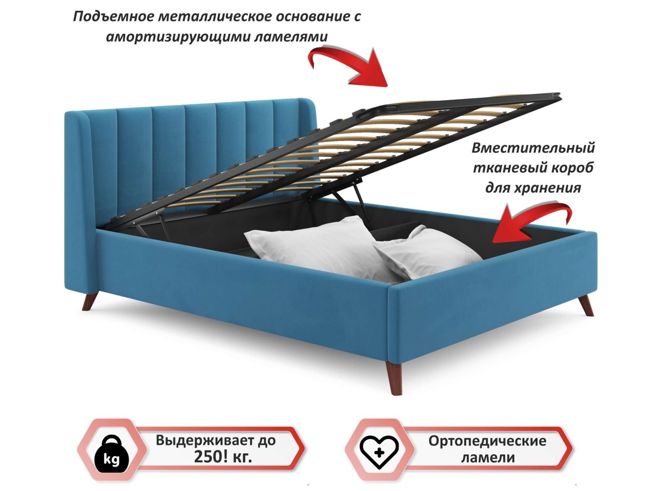 Комплект для сна Betsi 1600 синяя с подъемным механизмом