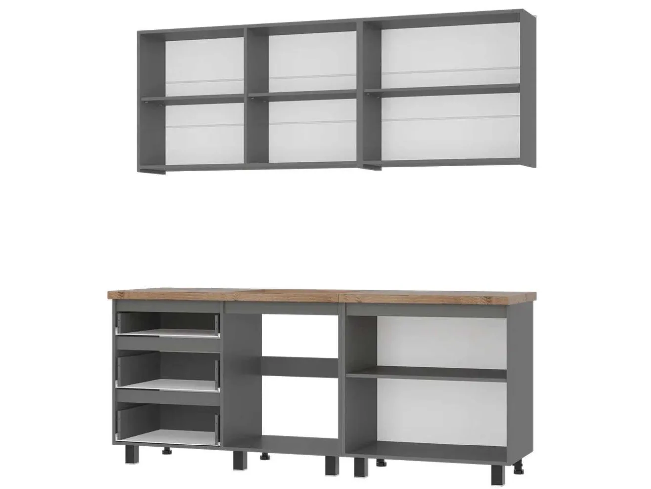 Кухня Шерлок 2,0м, Графит, Крафт арт. 1342811