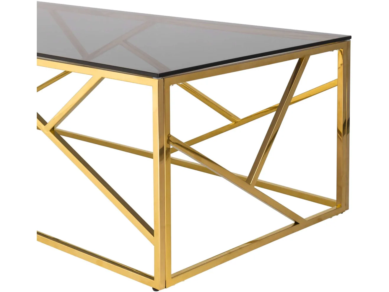 Журнальный стол Stool Group АРТ ДЕКО 120х60 Стекло smoke/Сталь золото арт. 1598877