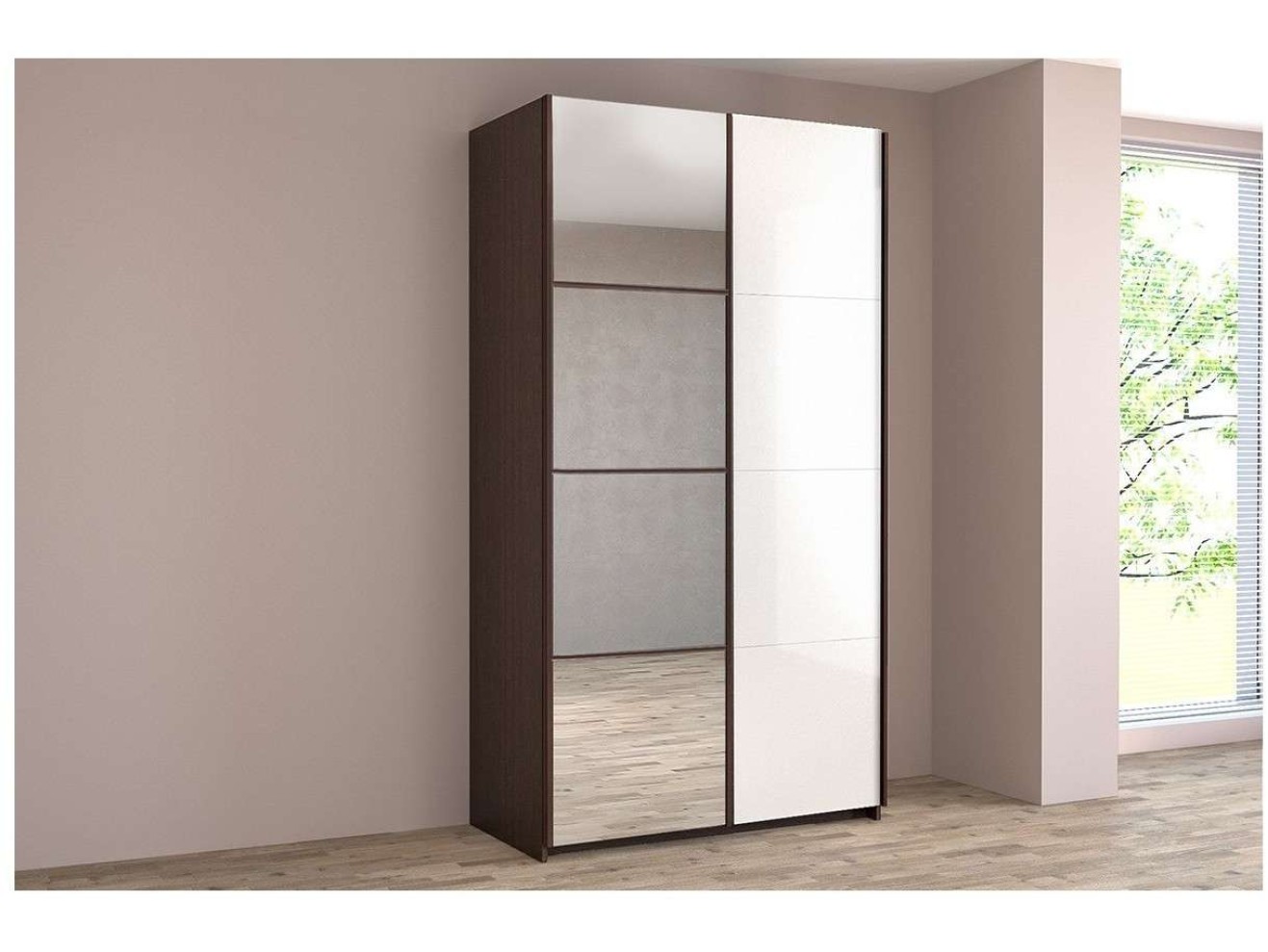Шкаф-купе Иннэс-5 1200 Ф1/Ф2, Бодега/Белый глянец арт. 1212951