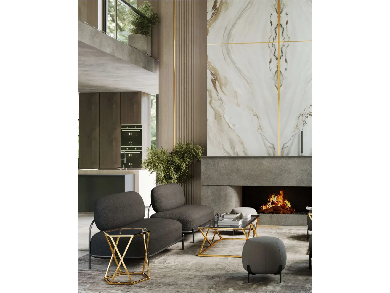 Журнальный стол Stool Group ИНСИГНИЯ 120х60 Cтекло smoke/Cталь золото арт. 1598839
