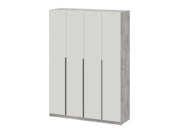 Шкаф распашной ШК 5 (1600), Цемент светлый, Белый шагрень