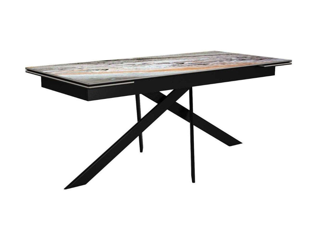 Стол DikLine EKX180, Керамика Venetian Brown Light глянец (К4), опоры черные (2 уп.)