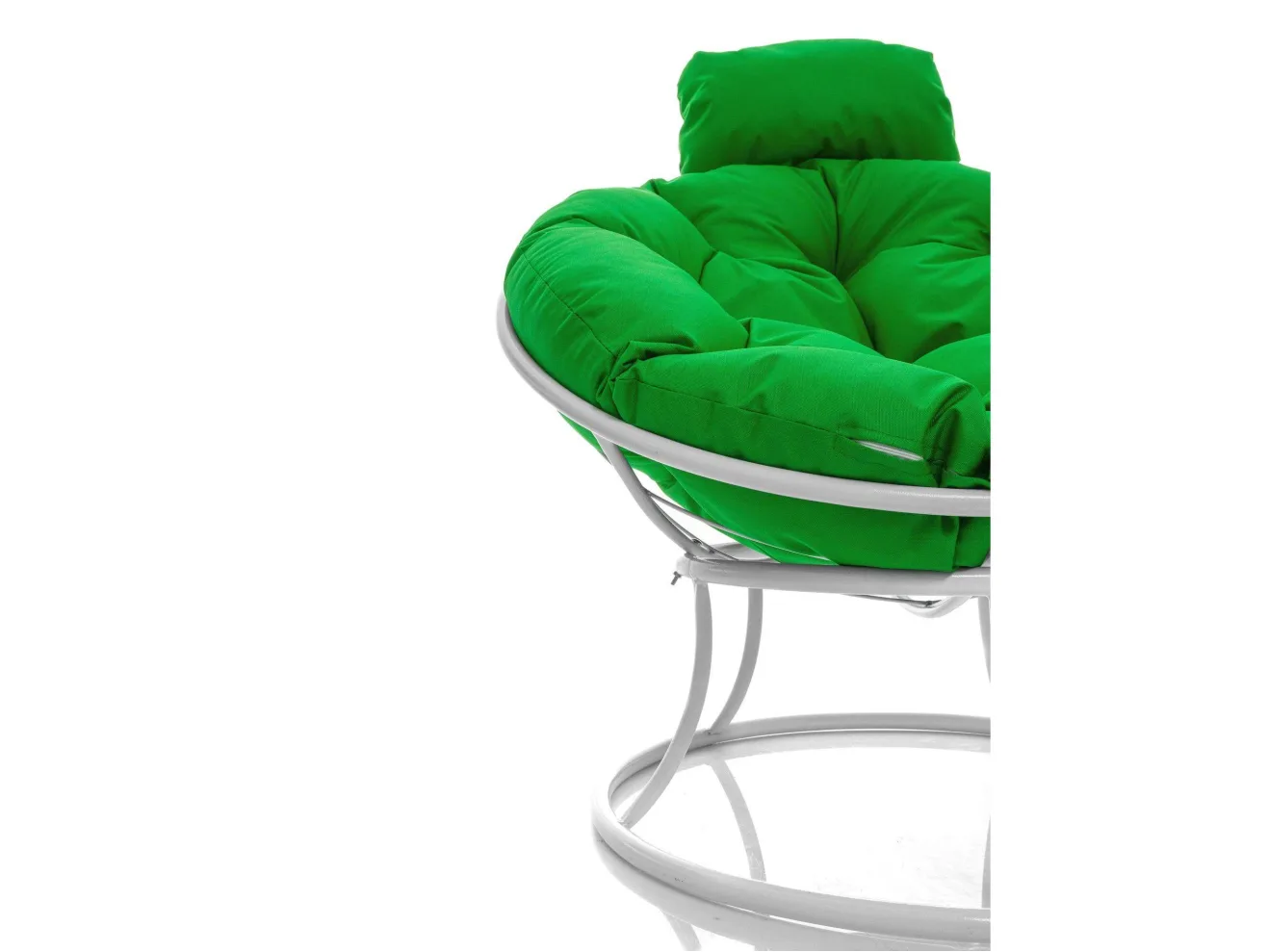 Кресло ПАПАСАН мини без ротанга белое, зелёная подушка арт. 1227957