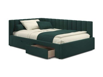 Мягкая кровать-тахта Milena 1200 изумруд с ящиками