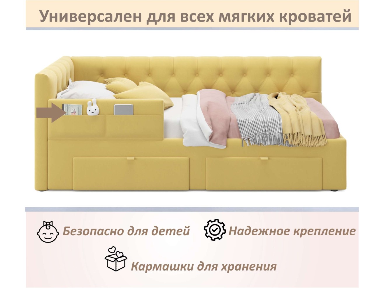 Мягкий защитный бортик желтый