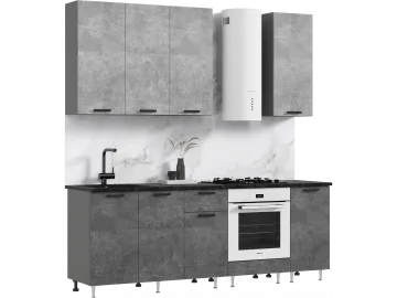 Кухня Рио NEW ЛДСП 2,2/900м (490), Компановка №2, Бетон светлый/Бетон темный, Графит