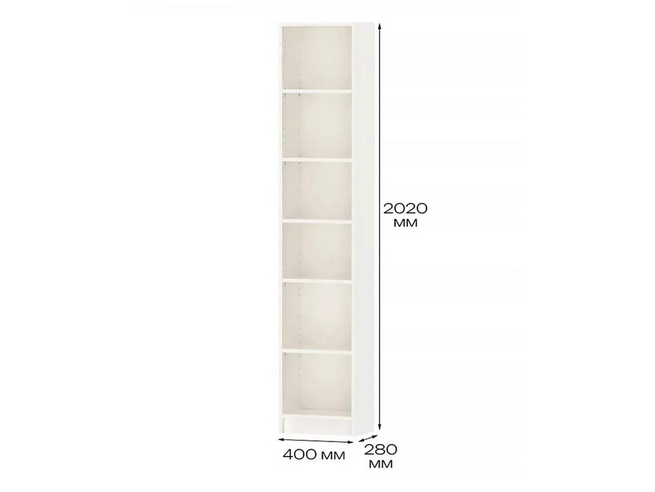 Стеллаж книжный 40x28x202см Тинтон, с регулируемыми полками арт. 1377141