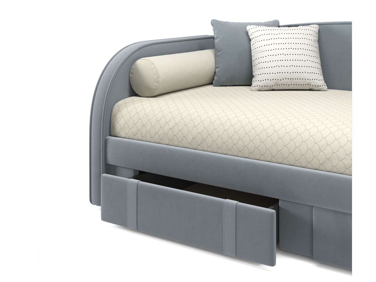 Мягкая кровать Elda 900 серая с ортопедическим основанием и матрасом ГОСТ арт. 867885
