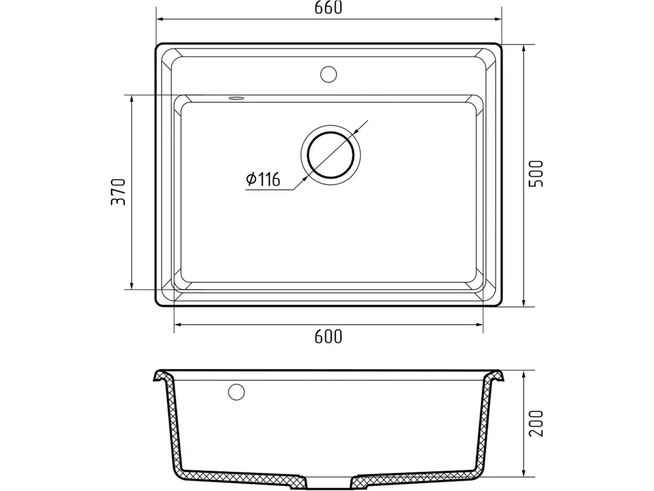 Мойка 660 Level 660 1-чаш 660*500 кашемир арт. 1265937