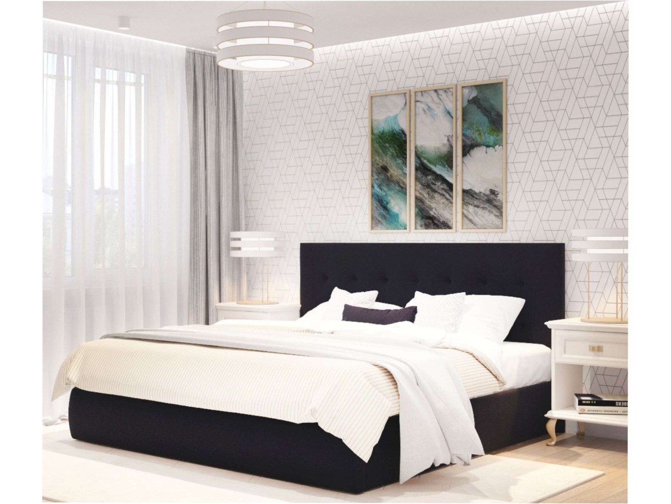 Мягкая кровать Selesta 1400 темная с матрасом PROMO B COCOS с подъемным механизмом арт. 657719