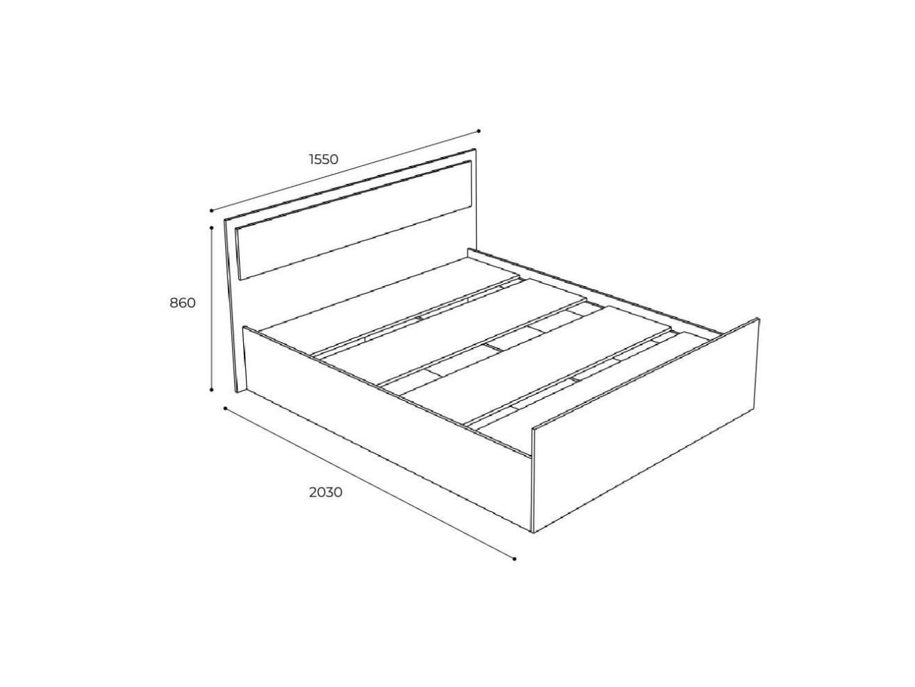 Кровать с проложками ДСП Фиеста LIGHT 140х200, венге арт. 828249