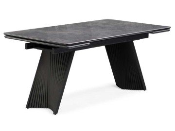 Вейв 160(220)х89х75 серый мрамор baolai / черный Керамический стол
