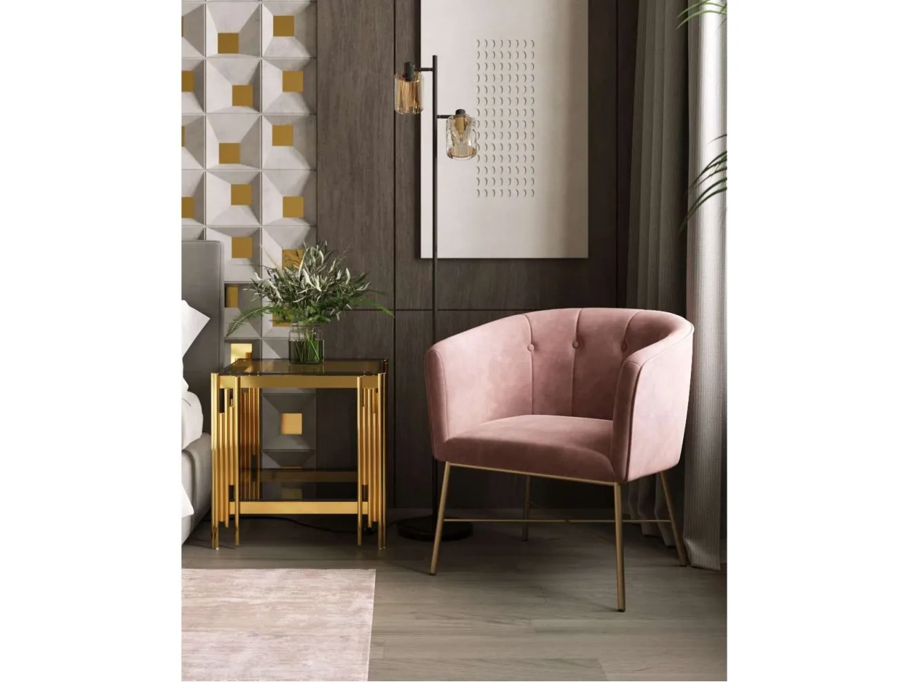 Журнальный столик Stool Group ГЭТСБИ 55х55 Стекло smoke/Сталь золото арт. 1598831