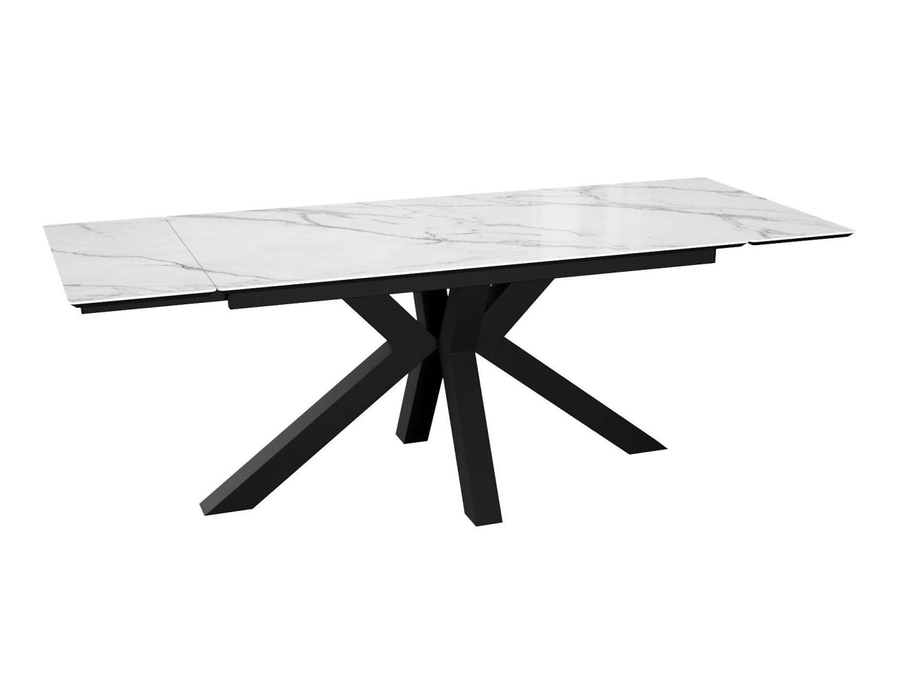 Стол DikLine SFE160 Керамика Tianshan White (белый полуглянец)/подстолье черное/опоры черные (2 уп.)