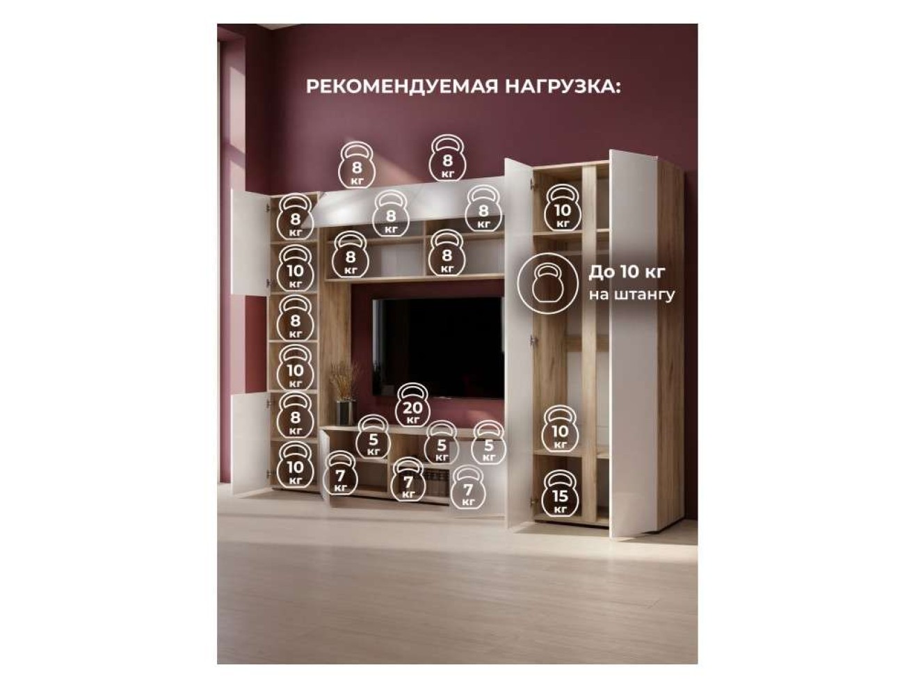 Алетра дуб крафт серый / глянец белый комплектация 1 Готовая гостиная