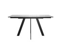 Стол DikLine DKD120 керамика 120(160)х80, Carrara Gloss (мрамор глянец белый), опоры черные (2уп.)
