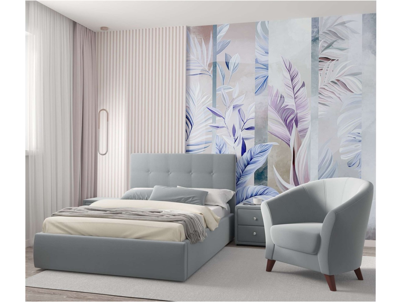 Мягкая кровать Selesta 1200 серая с подъем.механизмом с матрасом PROMO B COCOS