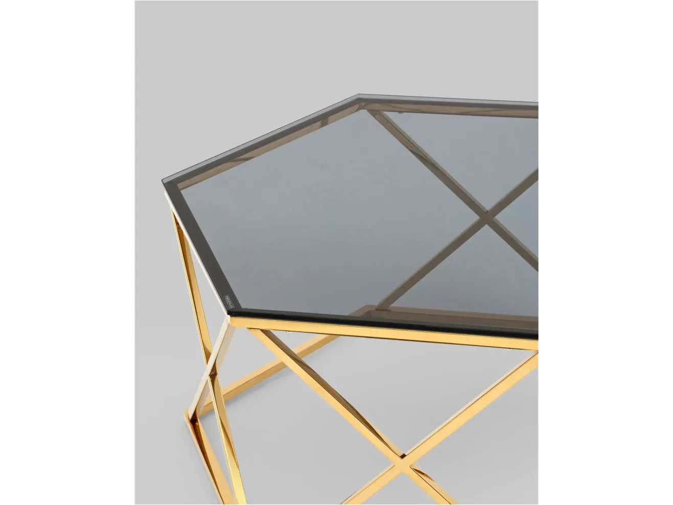 Журнальный столик STOOL GROUP Круз 93*80 Стекло smoke/Сталь золото арт. 1599899