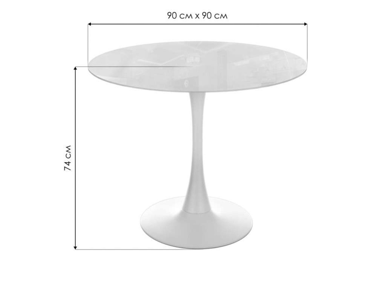 Tulip 90 super white glass Стол стеклянный арт. 1575287