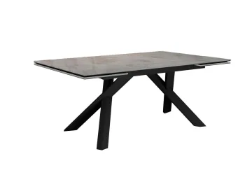 Стол DikLine DKX140 керамика Italian Grey (глянец серый), подстолье черное, опоры черные (2уп.)