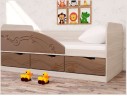 Кровать Бриз-4 80х160 Волна (Ясень шимо светлый/Шоколад/Волна) арт. 935497