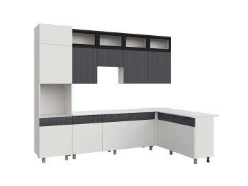 Кухонный гарнитур София 3м, Белый, Бланж, Графит матовый, Антарес