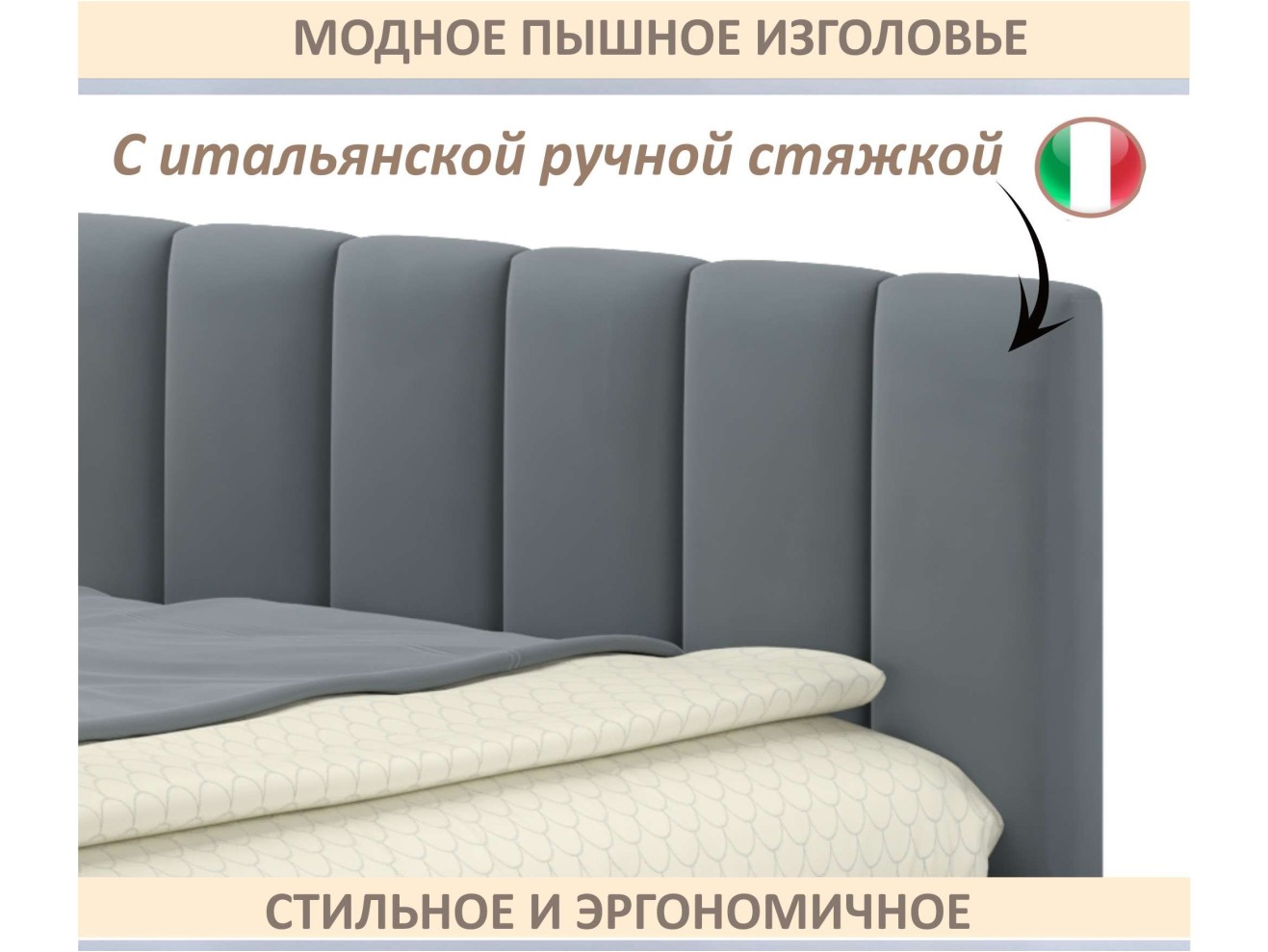 Мягкая кровать-тахта Milena 900 серая с ящиками
