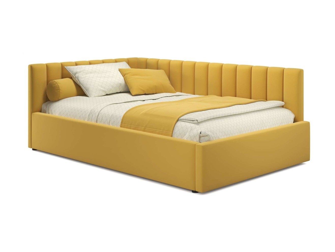 Мягкая кровать Milena 1200 желтая с подъемным механизмом