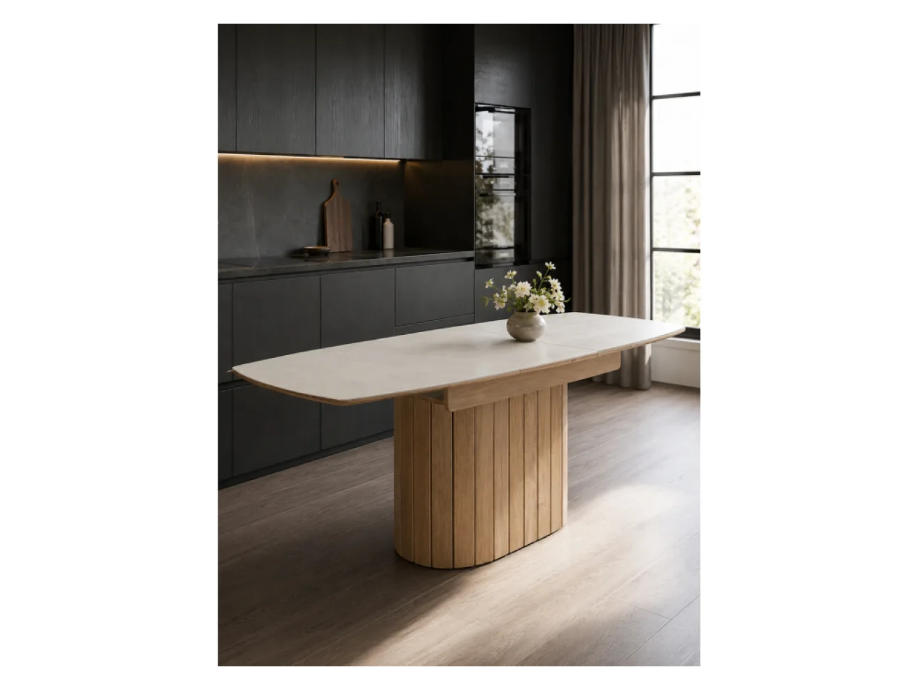 Люмен 140(180)х80 carmen light grey / дуб американский Керамический стол арт. 1539899