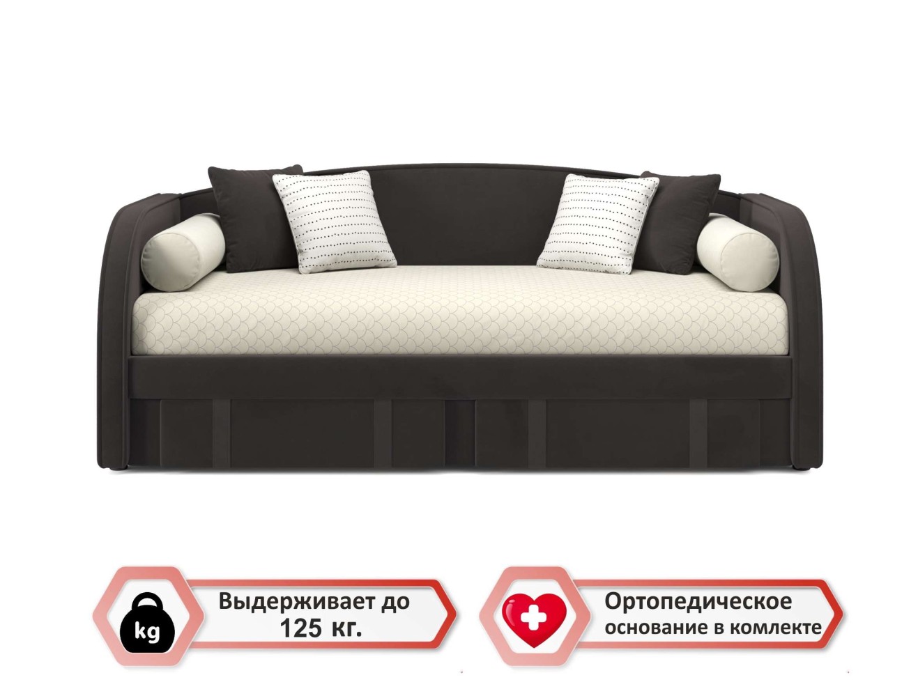 Мягкая кровать Elda 900 шоколад с ортопедическим основанием и матрасом PROMO B COCOS