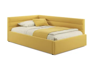 Мягкая кровать-тахта Aura 1200 желтая с подъемным механизмом