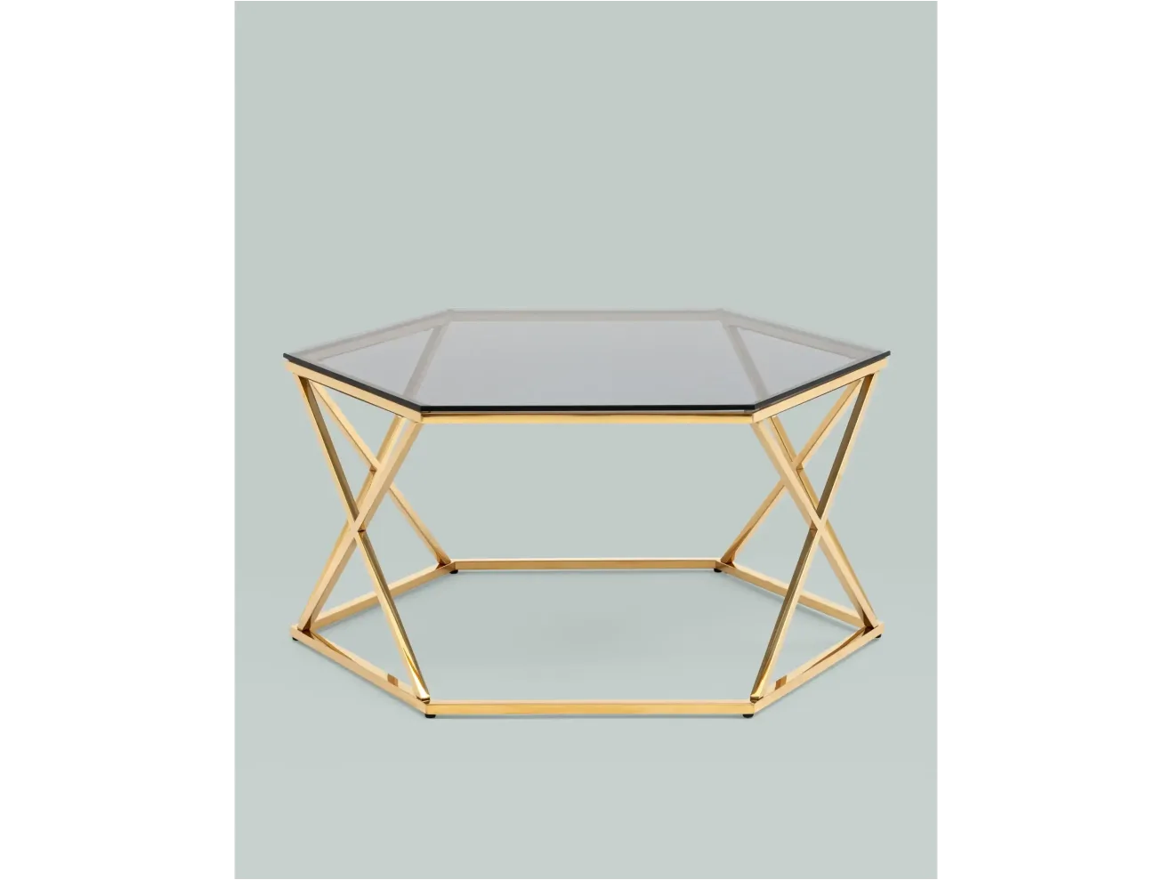 Журнальный столик STOOL GROUP Круз 93*80 Стекло smoke/Сталь золото арт. 1599899