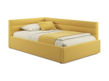Мягкая кровать-тахта Aura 1200 желтая с подъемным механизмом