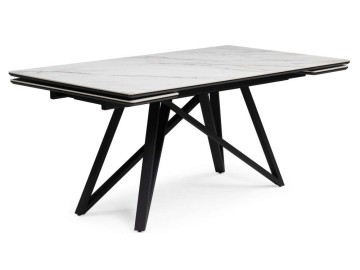 Вилсон 160(220)х89 белый gilt white / черный Керамический стол