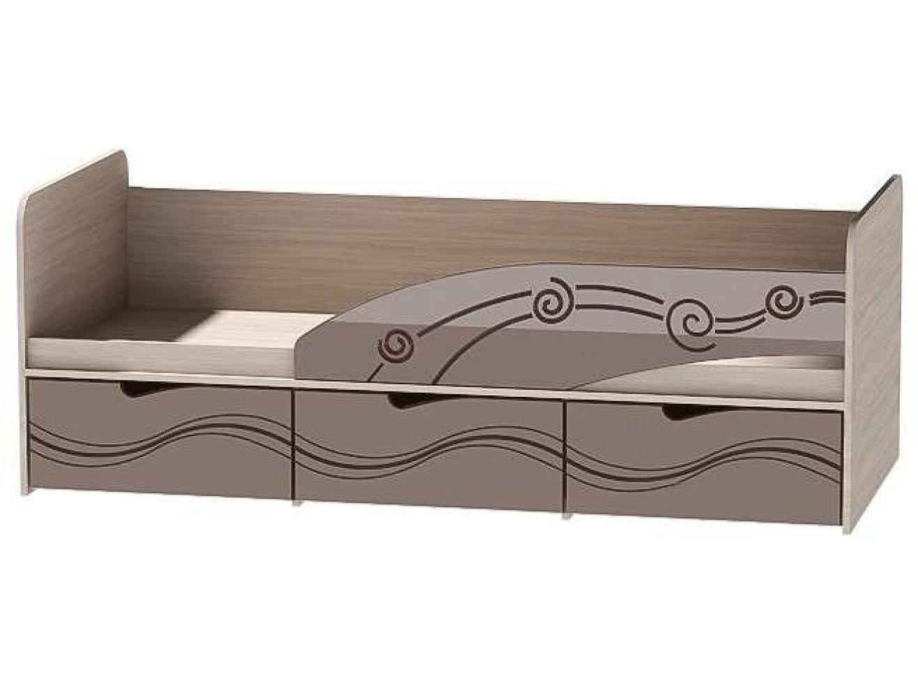 Детская кровать Бриз-3 80х190, волна (Антарктида/Белый/Левый) арт. 935405