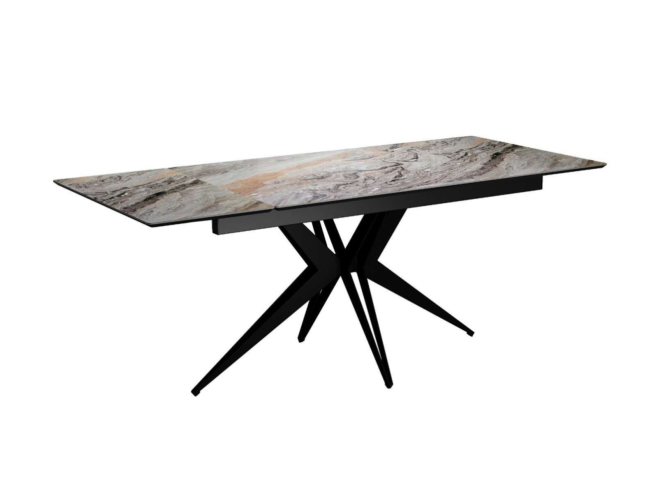 Стол DikLine DKS140 керамика Venetian Brown Light глянец, подстолье черное, опоры черные (2уп.) арт. 1248657