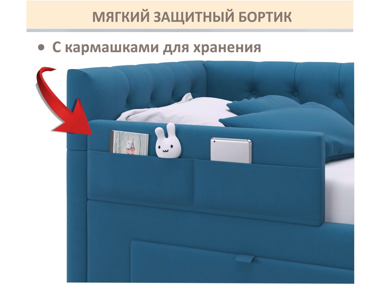Мягкий защитный бортик синий