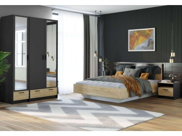 Спальня Оттавия 4 / Антрацит / Дуб Крафт Золотой