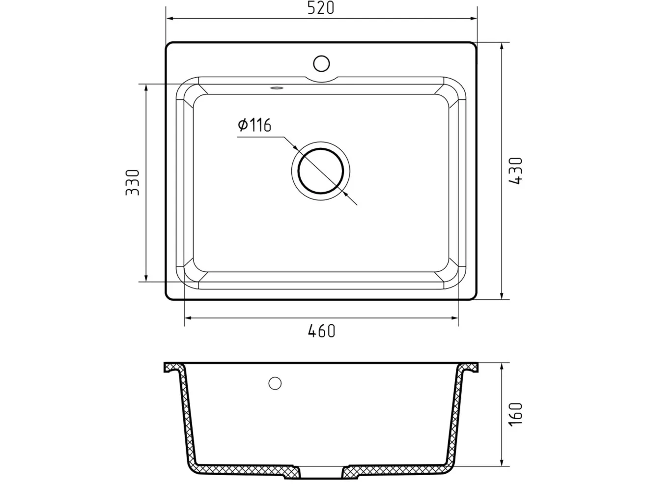 Мойка 520 GF-Smart 520 1-чаш 520*430 белый арт. 1265987