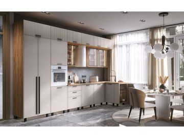 Кухня Бьянка 3,8х1,2/1080м, Крафт золотой/Кашемир