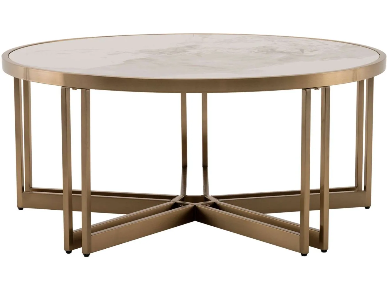 Стол журнальный STOOL GROUP Алиада 90*90 Светлая керамика/шампань арт. 1568289
