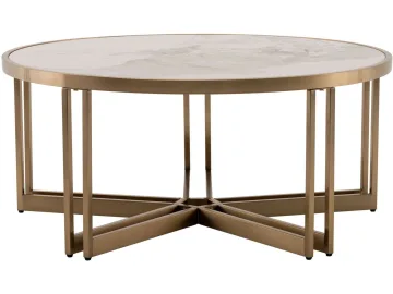 Стол журнальный STOOL GROUP Алиада 90*90 Светлая керамика/шампань