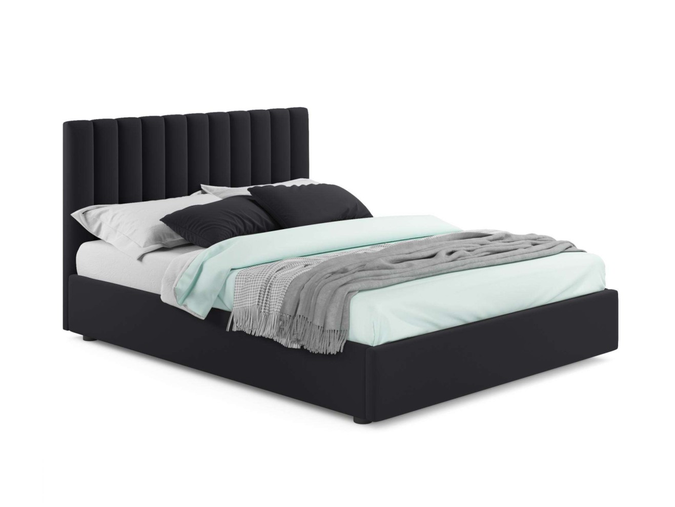 Мягкая кровать Olivia 1600 темная с ортопедическим основанием