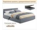 Мягкая кровать Erika 1600 серая с подъемным механизмом