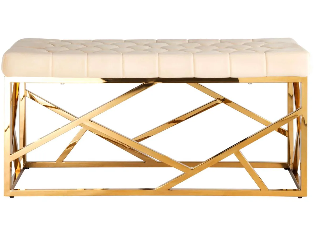 Банкетка-скамейка Stool Group АРТ ДЕКО Вельвет бежевый/Сталь золото  Meb арт. 1599013