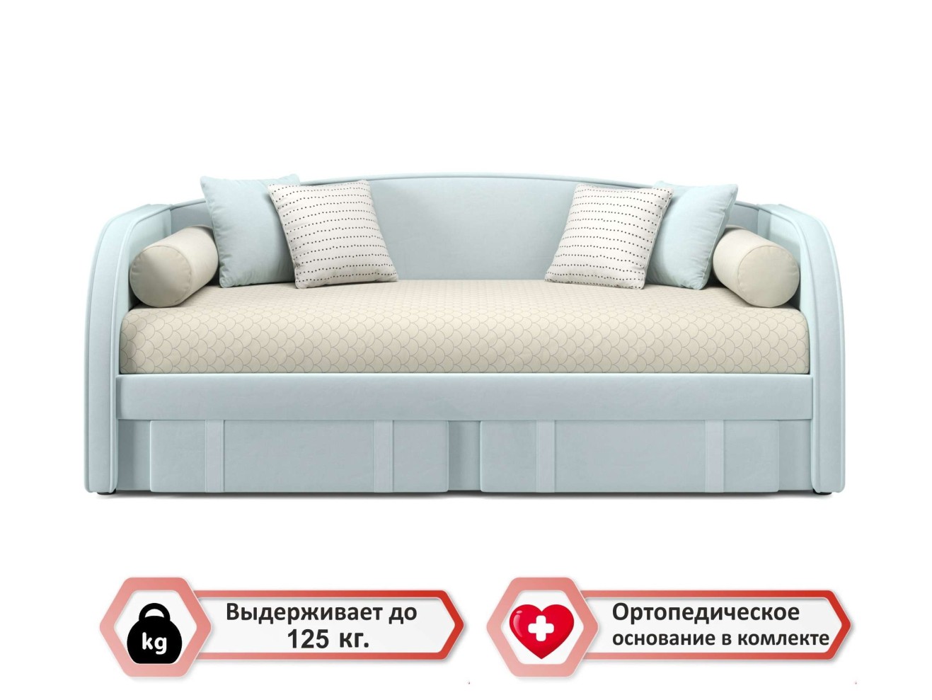 Мягкая кровать Elda 900 мята пастель с ортопедическим основанием и матрасом ГОСТ арт. 867895