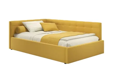 Мягкая кровать-тахта Bonna 1200 желтая c подъемным механизмом